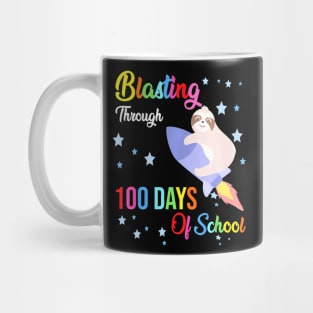 Sloth Blasting Through 100 Days Of School 100Th Day Boy Girl Mug